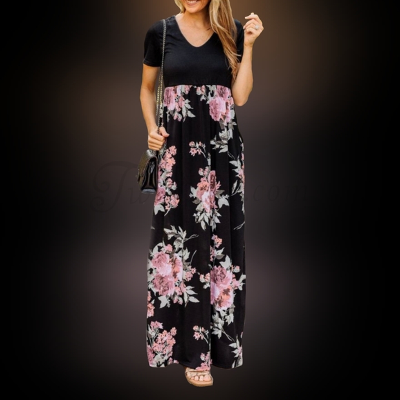 Twirlight Dresses & Skirts - Nightingale: Black Floral Maxi Dress